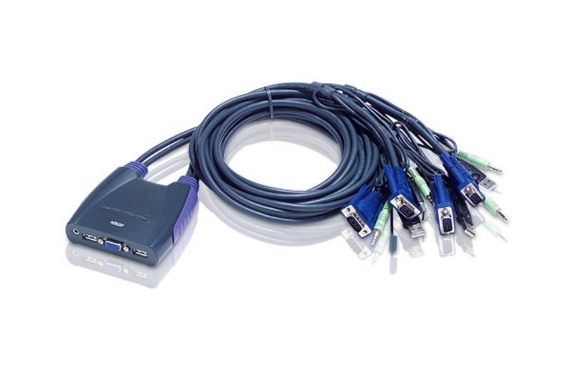 Aten Compact KVM Switch 4 Port Single Display VGA w/ audio, 1.8m Cable, Computer Selection Via Hotkey, Aten Compact KVM Switch 4 Port Single Display VGA w/ audio, 1.8m Cable, Computer Selection Via Hotkey,